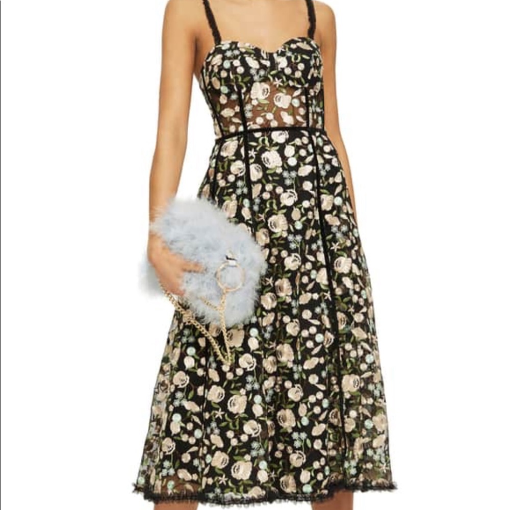 Topshop floral corset midi dress